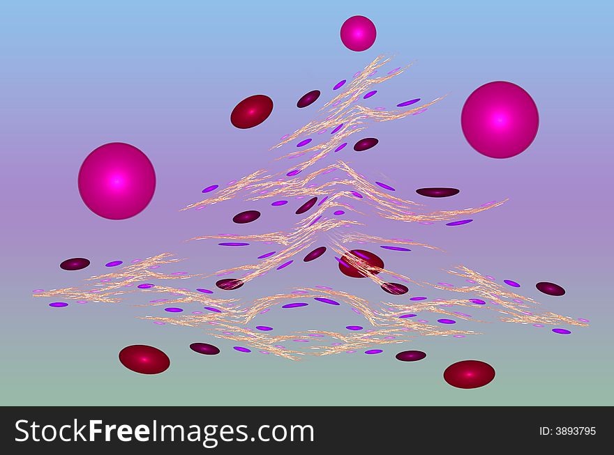 Abstract illustration of lines and balls, looks somewhat like decorated christmas tree. Abstract illustration of lines and balls, looks somewhat like decorated christmas tree.