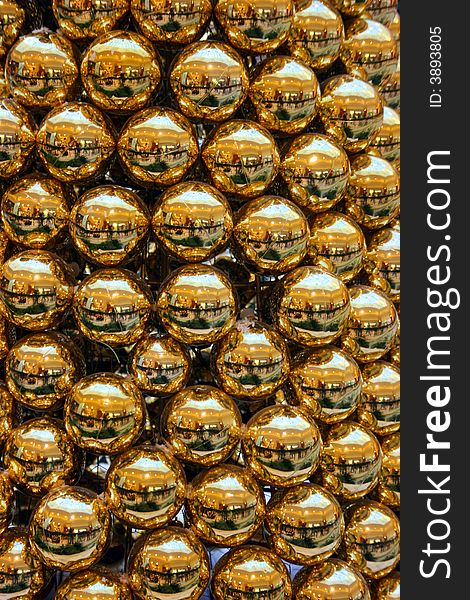 Gold Crystal balls, holiday background
