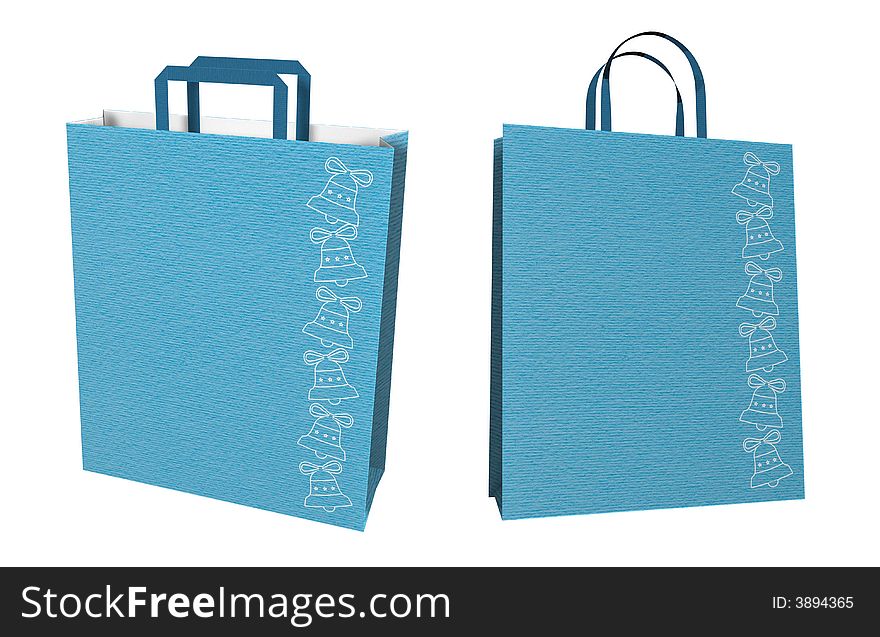 3d shopping bags on the white background