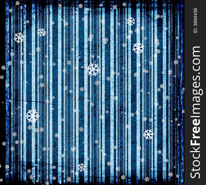 Blue grunge background with snowflakes
