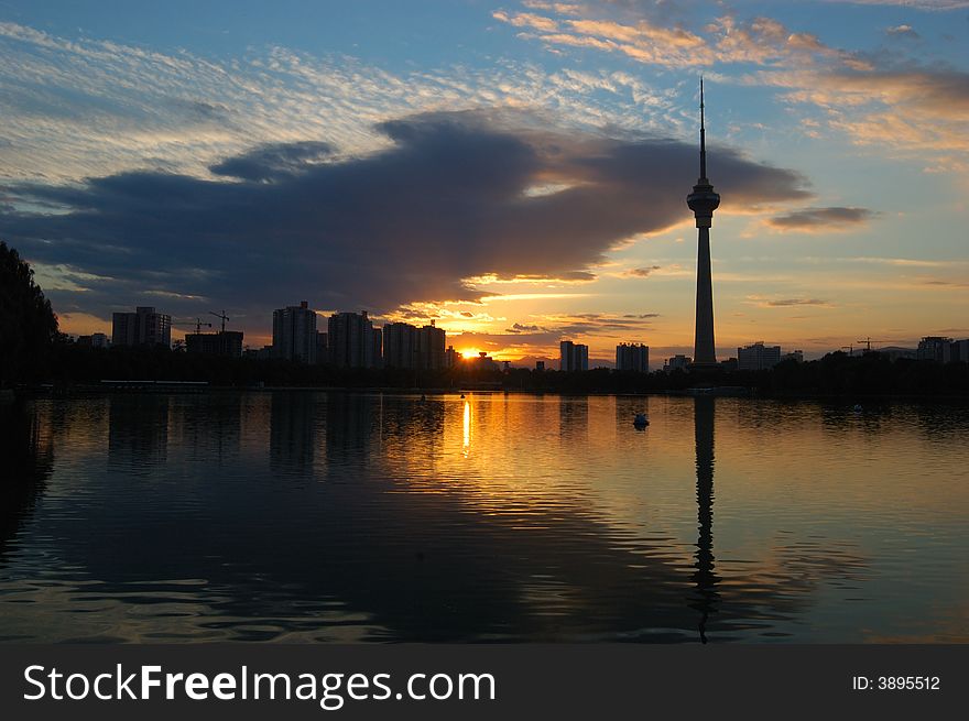 CCTV Tower At Sunset