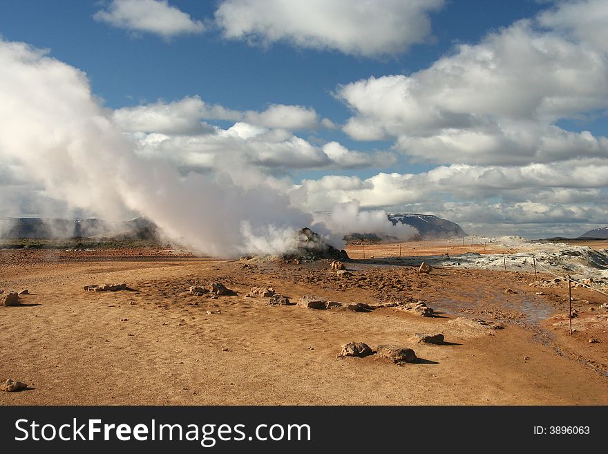 Geothermal activity in Hverarond, Iceland. Geothermal activity in Hverarond, Iceland