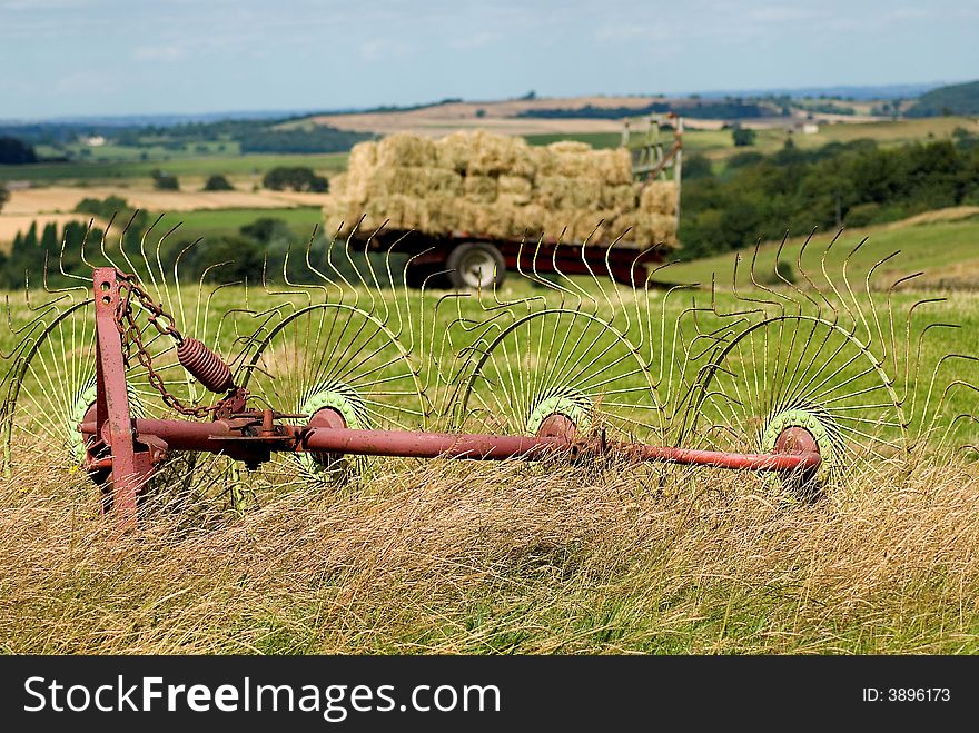 Summer hay harvest near Penistone, South Yorkshire. Summer hay harvest near Penistone, South Yorkshire