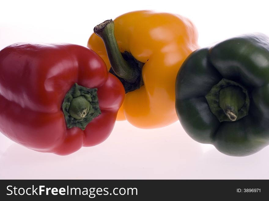 Three pepper on the white background