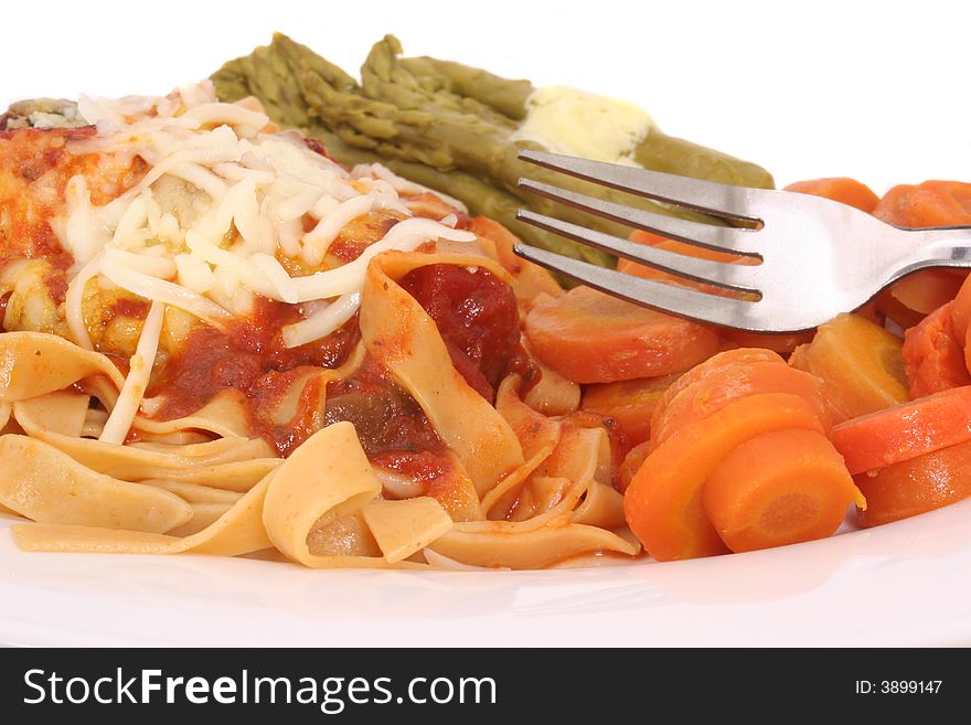 Carrots with Chicken and Pasta With Marinara Sauce. Carrots with Chicken and Pasta With Marinara Sauce