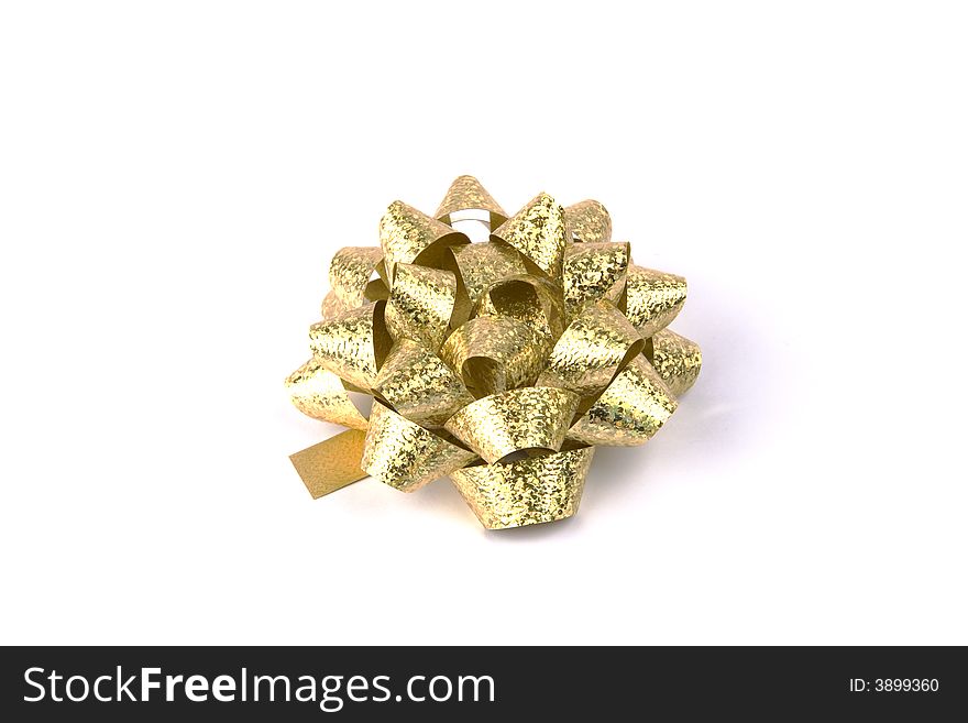 Isolated golden Christmas decoration bow. Isolated golden Christmas decoration bow