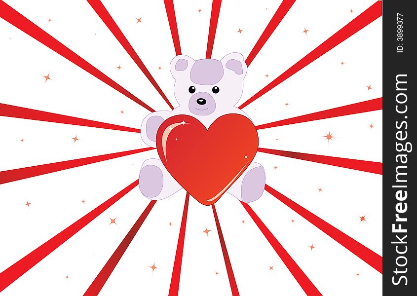 Teddy Bear with heart, vector illustration