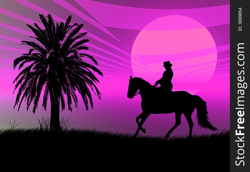 Equestrian In The Sunset