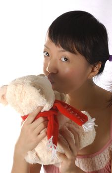 The Kid And The Teddy Bear Royalty Free Stock Photo The Kid And The Teddy Bear Royalty Free Stock Photo