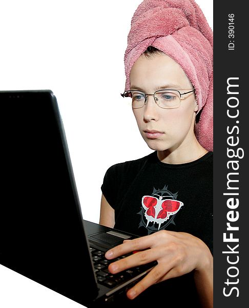 Female With A Laptop