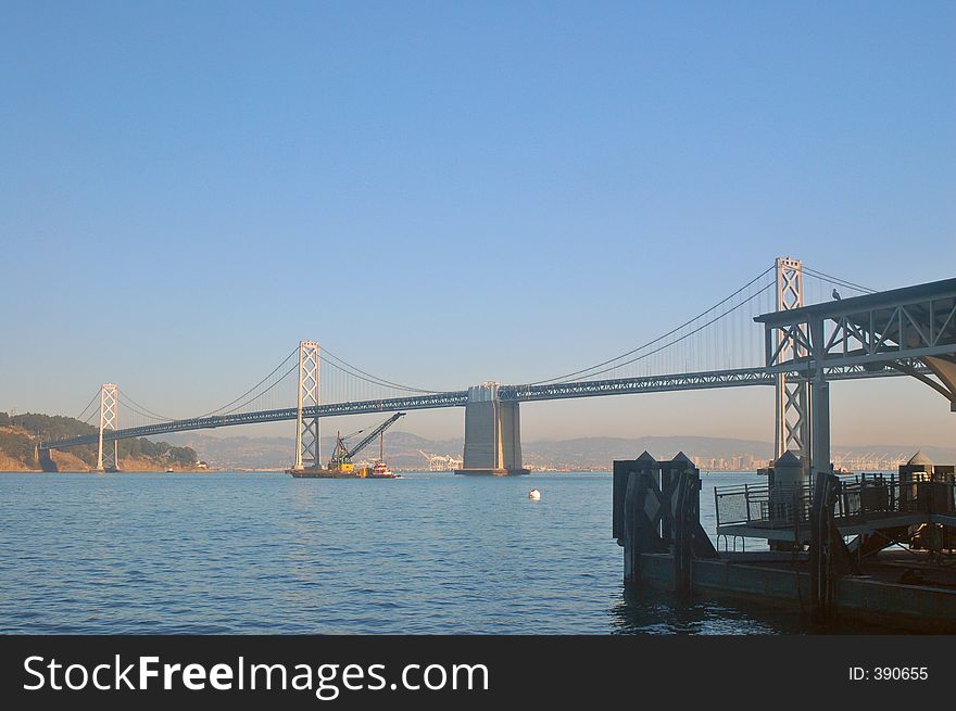 Bay bridge as seen from Fisherman's Wharf in San Francisco