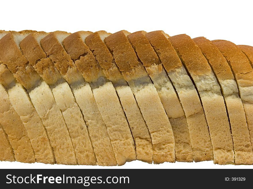 Slices of bread isolated on white background with clipping path