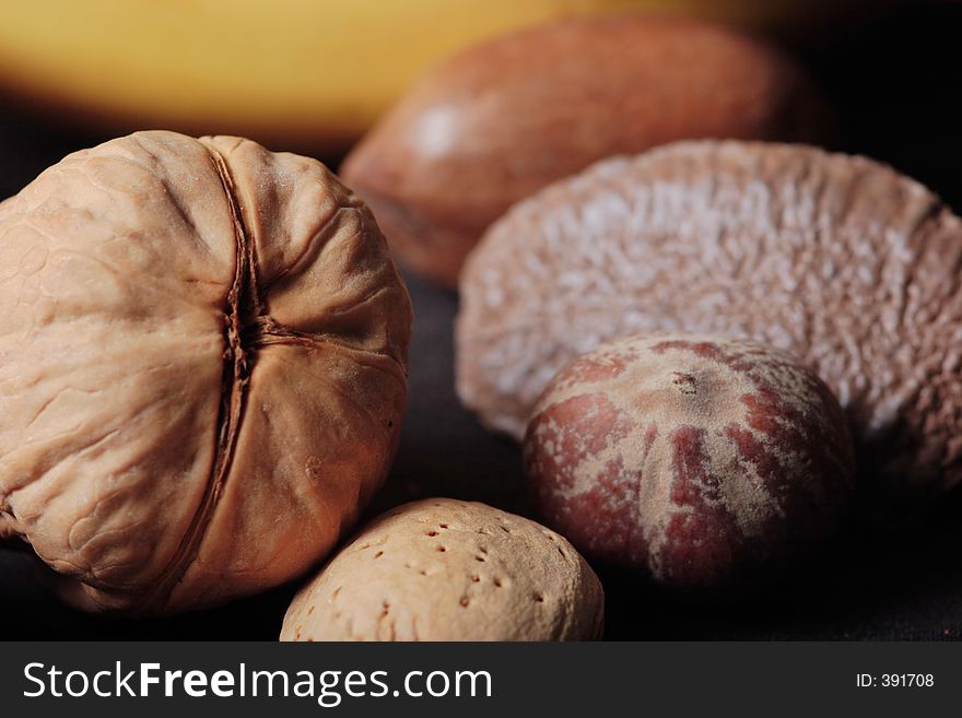 Closeup of a variety of mixed nuts. Closeup of a variety of mixed nuts