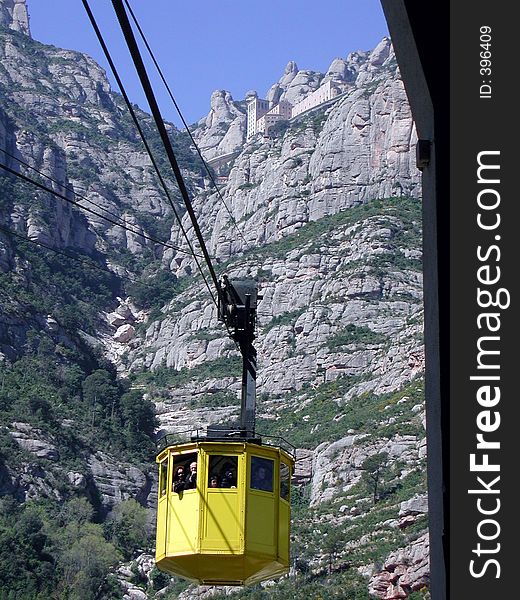 A cable car leading up to a spanish monestary, just outside Barcelona, Spain. A cable car leading up to a spanish monestary, just outside Barcelona, Spain.