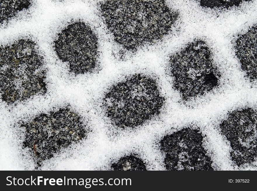 Snowy granite pavement