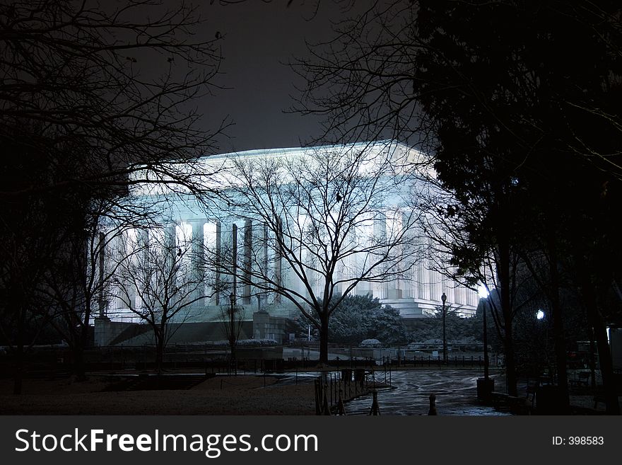 Lincoln Memorial at on a cold winter night. Lincoln Memorial at on a cold winter night