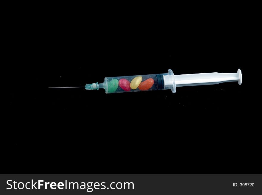 Injection with jelly beans. Injection with jelly beans