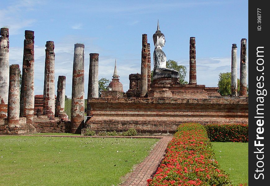 Thai Temple with a sitting Buddha