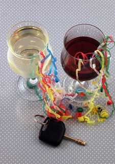 Two Glasses Of Wine And Some Car Keys Stock Images Two Glasses Of Wine And Some Car Keys Stock Images