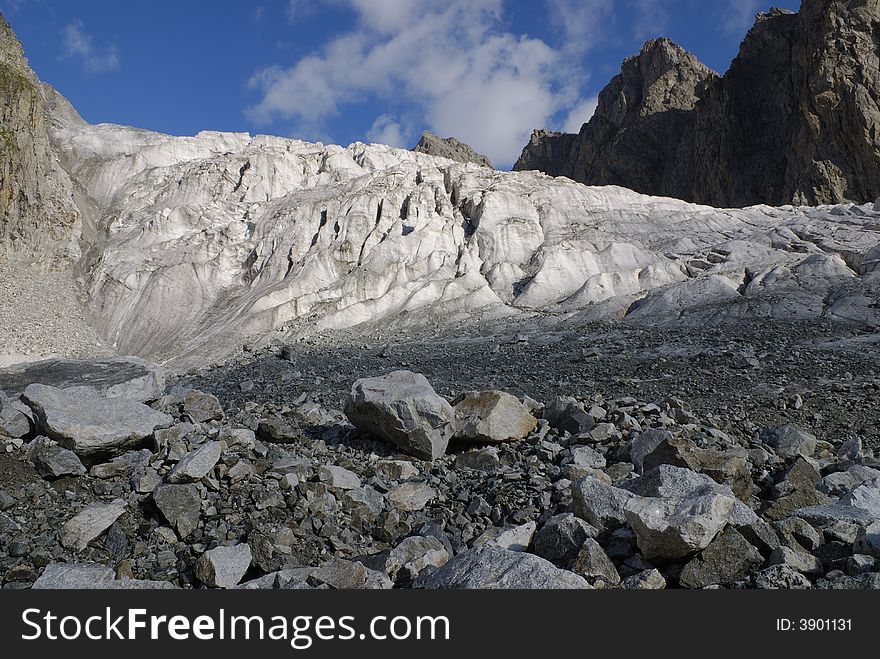 Nakhashbita glacier, Caucas. icefall at the glacier. Nakhashbita glacier, Caucas. icefall at the glacier.