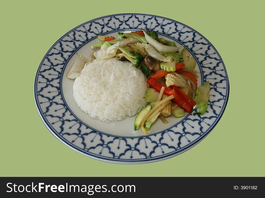 Thai food with rice and vegetables