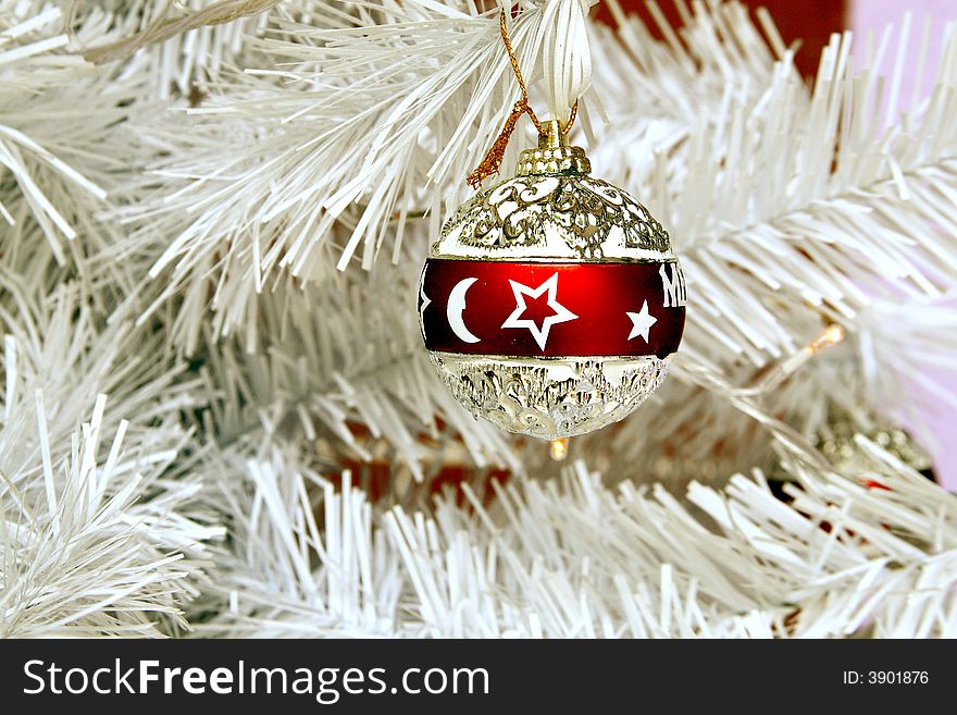 Christmas ornament - Christmas Balls with white tree in background