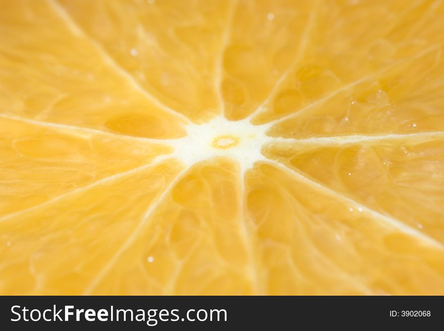 Close-up of an orange slice. Shallow DOF