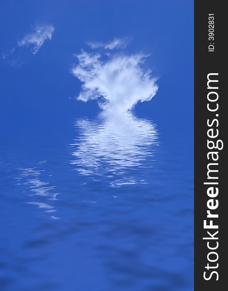 Blue sky with clouds on the water. Blue sky with clouds on the water