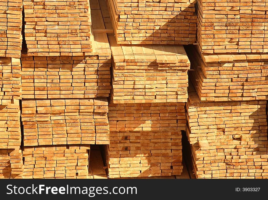 Stack of boards, saw-timbers from wood