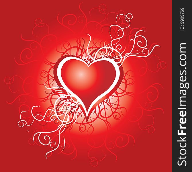 Heart, valentine grunge background, illustration