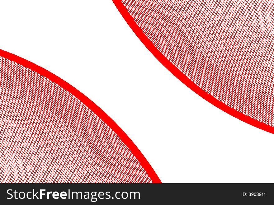 Abstract illustration, two sectors from a red net bias shot. White background. Abstract illustration, two sectors from a red net bias shot. White background.