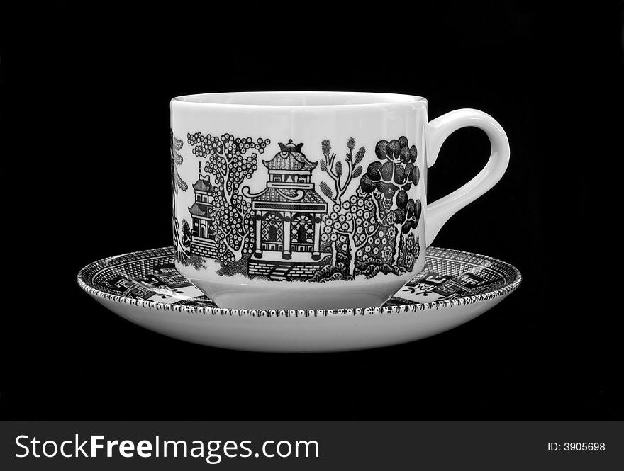 Cup and Saucer in black and white