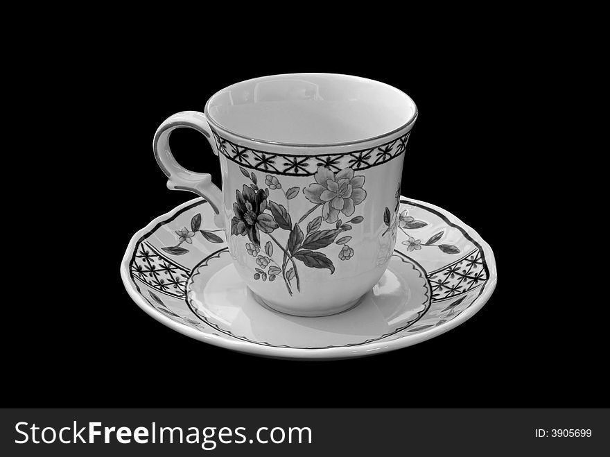 Cup and Saucer in black and white