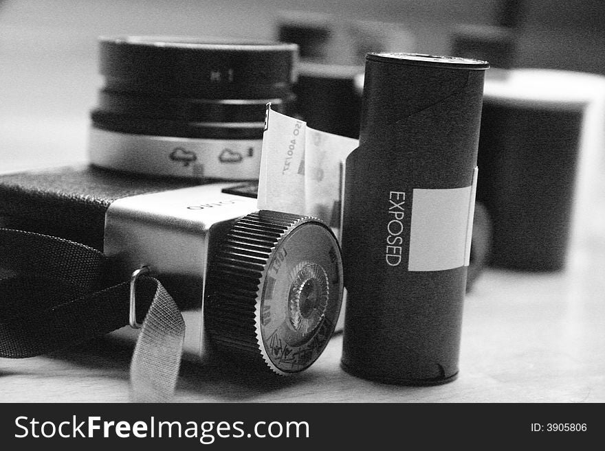 Medium Format film loosely unrolled with classic Russian Lomo camera. Medium Format film loosely unrolled with classic Russian Lomo camera