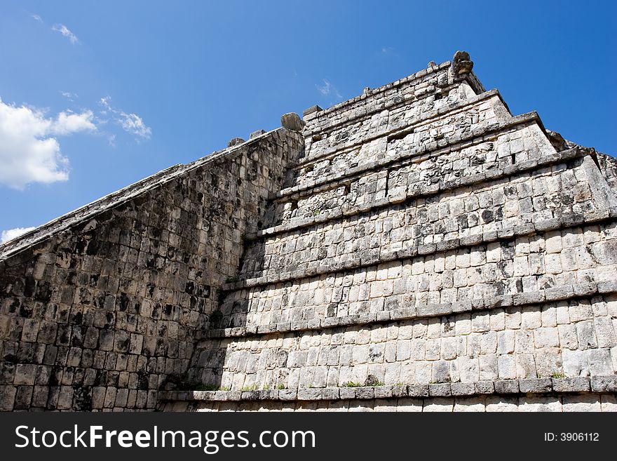 Ancient Mayan Pyramid Wall at Chichen Itza