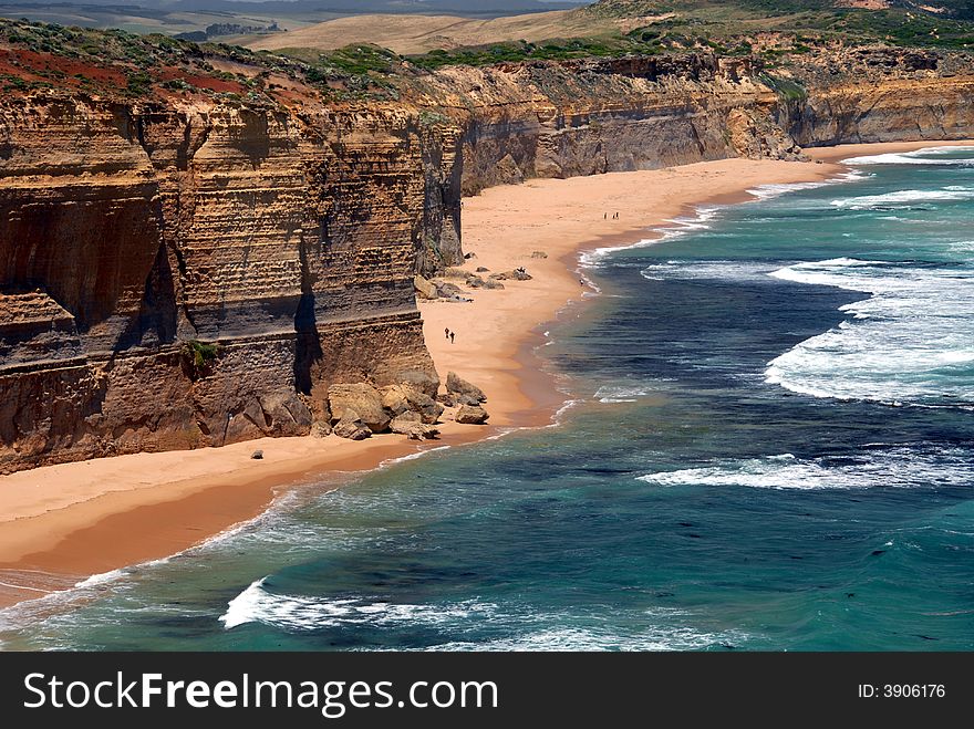 Lime stone coast showing rock stack named, the twelve apostles in Victoria, Australia. Lime stone coast showing rock stack named, the twelve apostles in Victoria, Australia