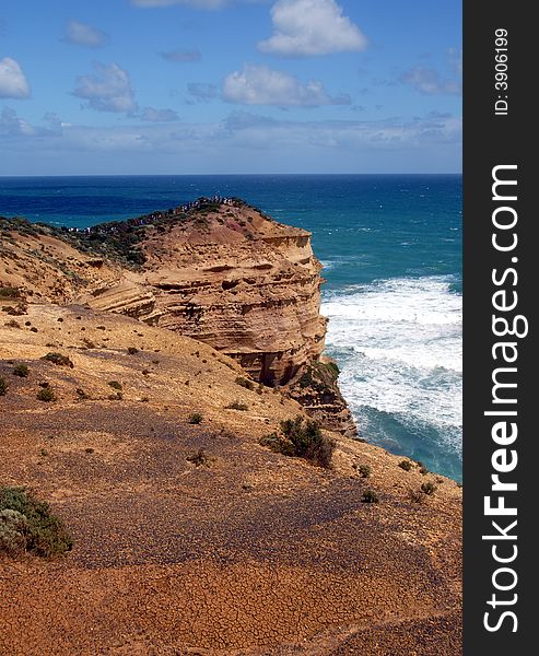Lime stone coast showing rock stack named, the twelve apostles in Victoria, Australia. Lime stone coast showing rock stack named, the twelve apostles in Victoria, Australia