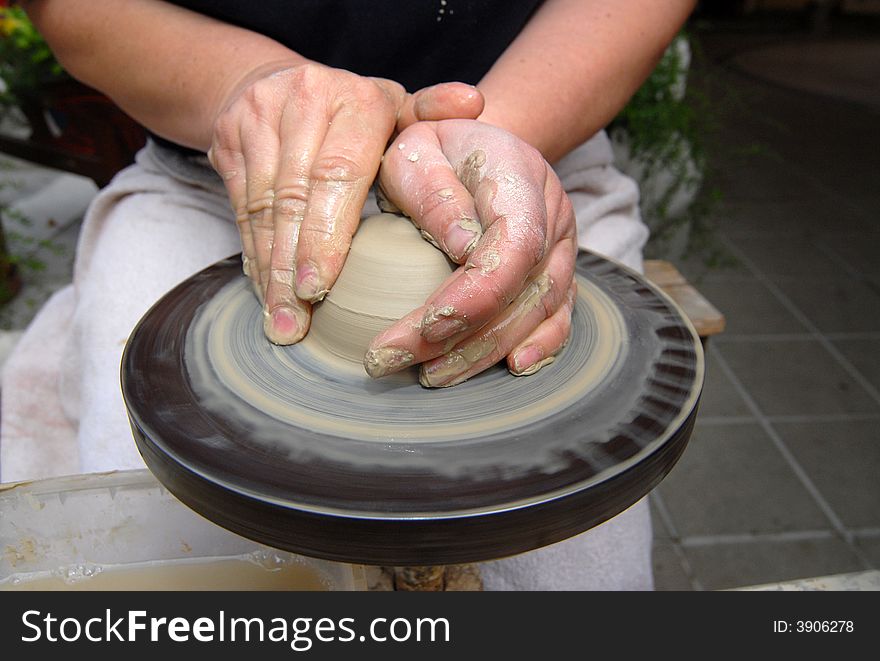 Making of pottery with bare hands. Making of pottery with bare hands