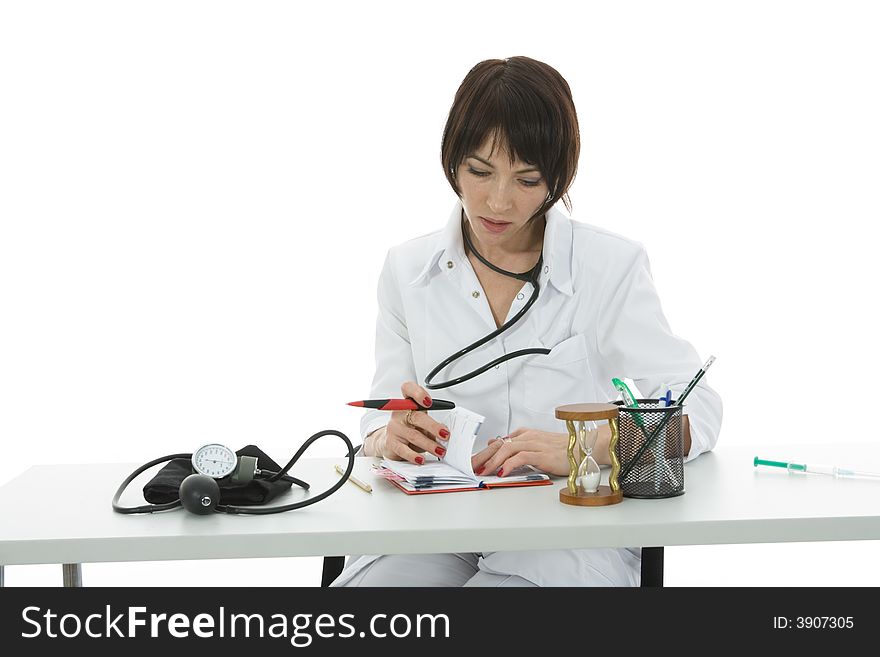 Young doctor with stethoscope on isolated background