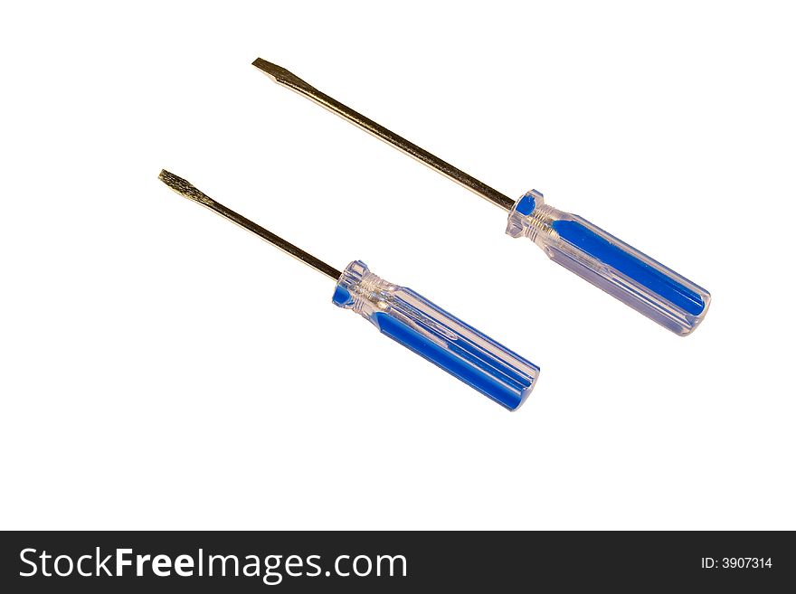 Isolated two screwdrivers on white background. Isolated two screwdrivers on white background