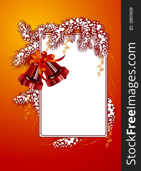 Frame with christmas bells red color