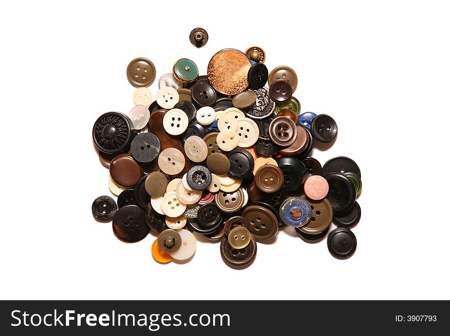 Heap of buttons isolated on white