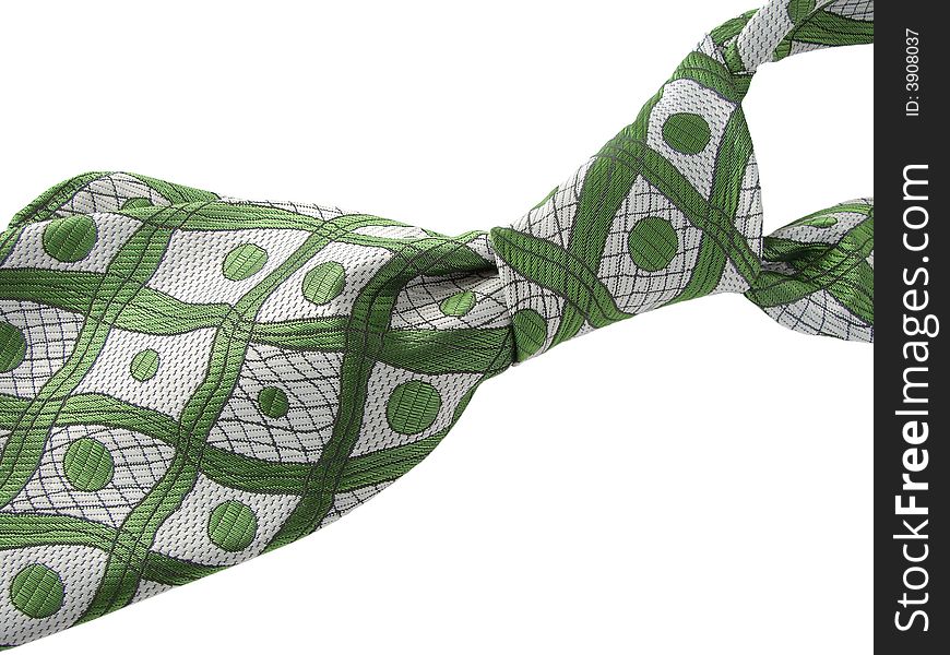 Old style green necktie isolated fragment. Old style green necktie isolated fragment