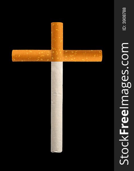 A Isolated Cigarette cross on a black background