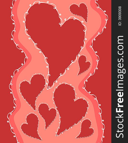 A background ilustration featuring a variety of Valentine's Day hearts decorated in white ribbon. A background ilustration featuring a variety of Valentine's Day hearts decorated in white ribbon