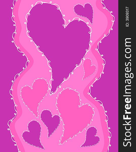 A background ilustration featuring a variety of Valentine's Day hearts decorated in white ribbon. A background ilustration featuring a variety of Valentine's Day hearts decorated in white ribbon