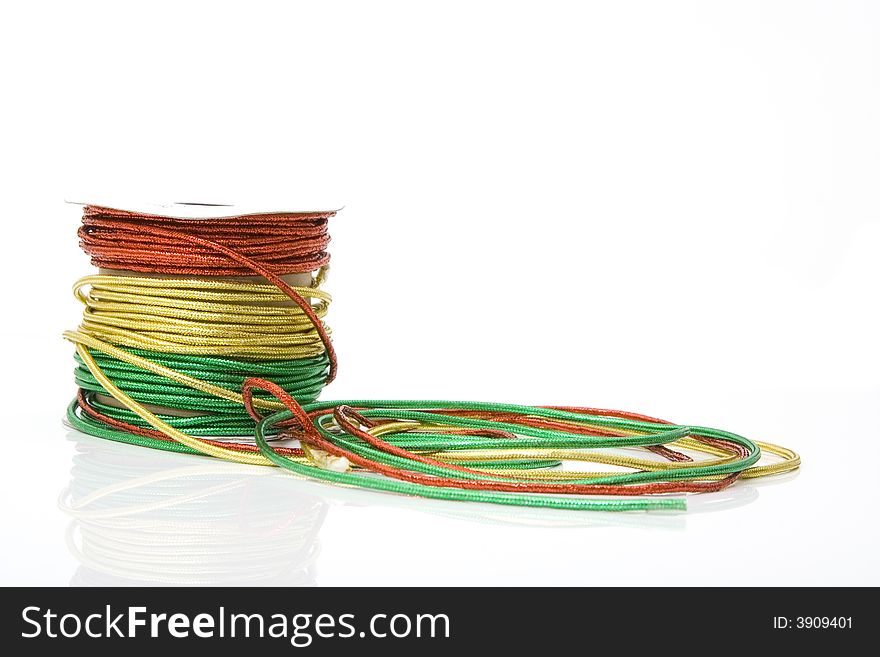 Colorful rope used for hanging christmas ornaments