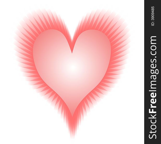 A clipart illustration featuring a single pink heart with unique wispy edging isolated on white. A clipart illustration featuring a single pink heart with unique wispy edging isolated on white