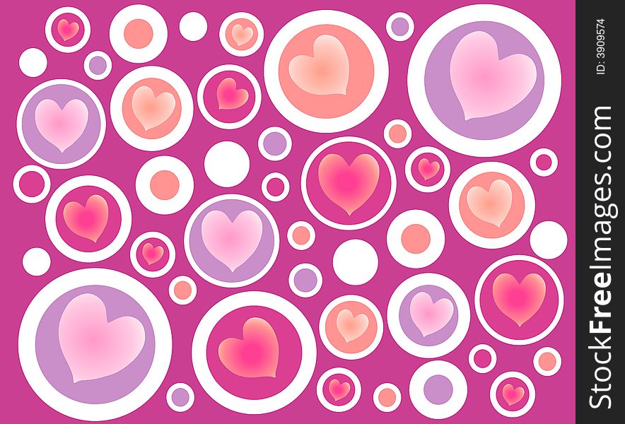 Abstract Hearts in Circles Pattern