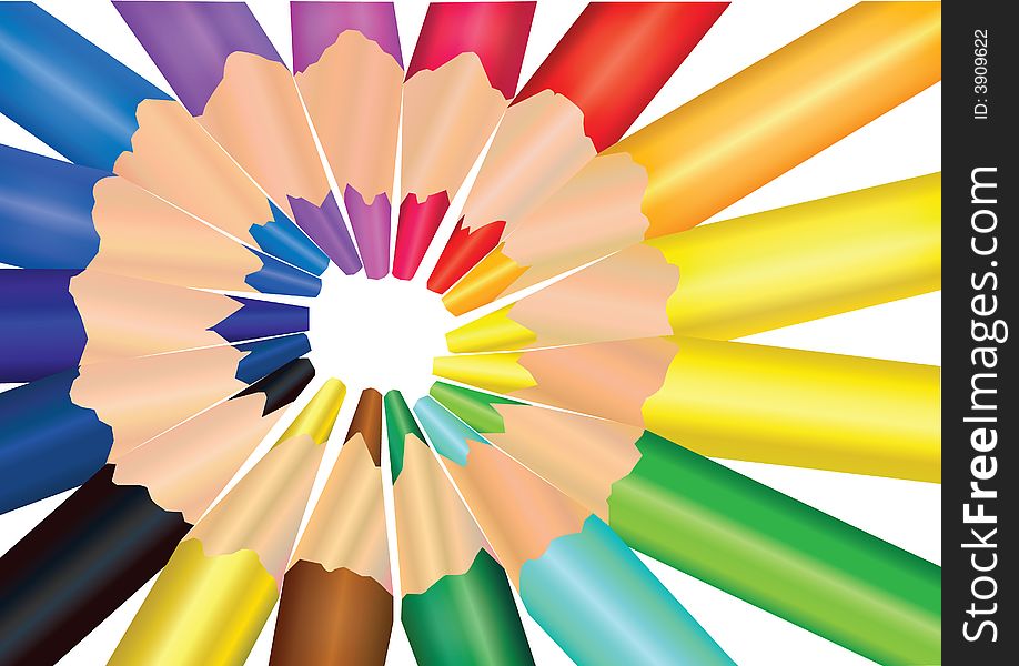 Vector image color pencils on white background